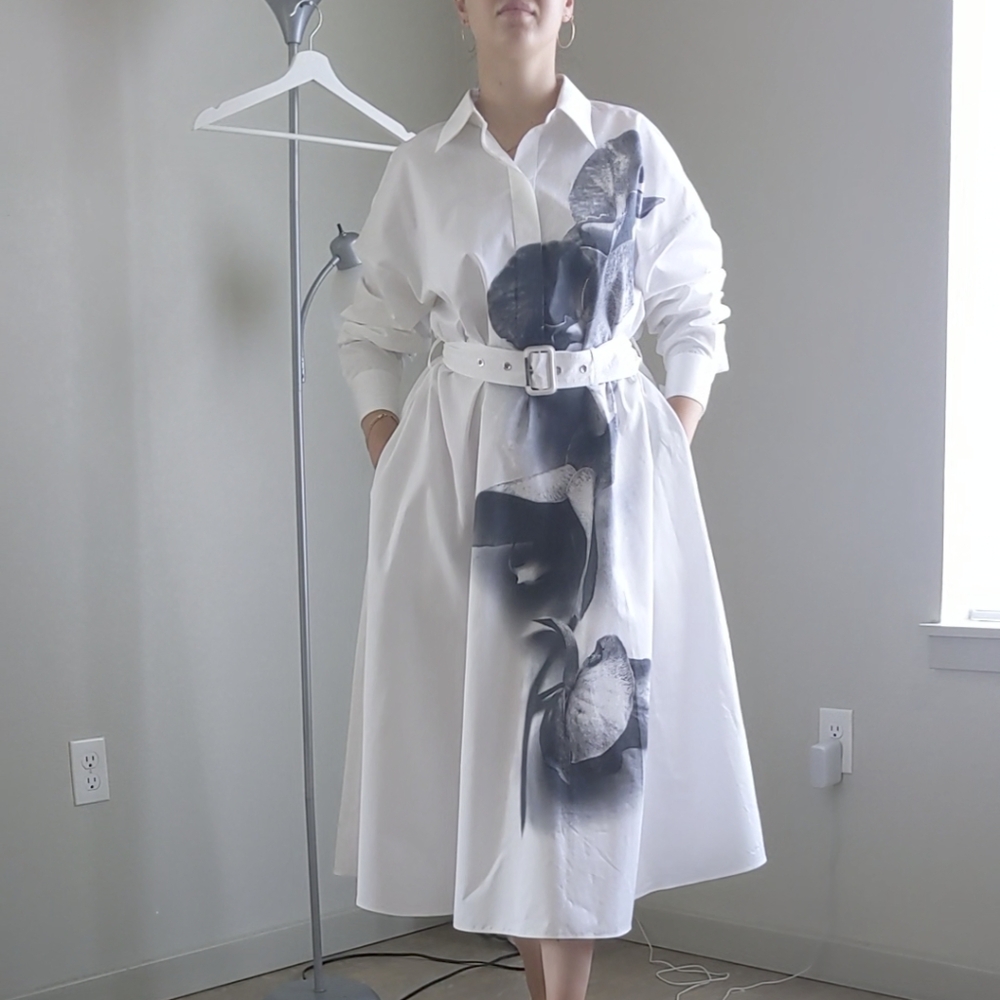 Alexander McQueen Chiaroscuro Floral Cotton Dress